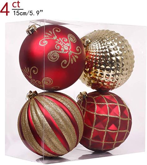 Red Gold Christmas, Christmas Balls Decorations, Large Christmas Tree, Easy Christmas Decorations, Indoor Christmas Decorations, Christmas Party Decorations, Xmas Holidays, Christmas Ball, Christmas Settings