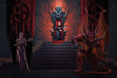 Armored Succubus and a Balrog Male Witch, Episode Interactive Backgrounds, Fantasy Demon, Dark Castle, Concept Art Tutorial, Throne Room, Fantasy Collection, Fantasy Castle, Fantasy Places