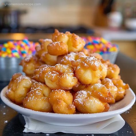 Easy Funnel Cake Bites Recipe - My Home Made Recipe Funnel Cake Bites Recipe, Cake Bites Recipe, Funnel Cake Bites, Funnel Cakes, Chef Gordon, Chef Gordon Ramsay, Cake Bites, Easy To Make Desserts, Butter Pie