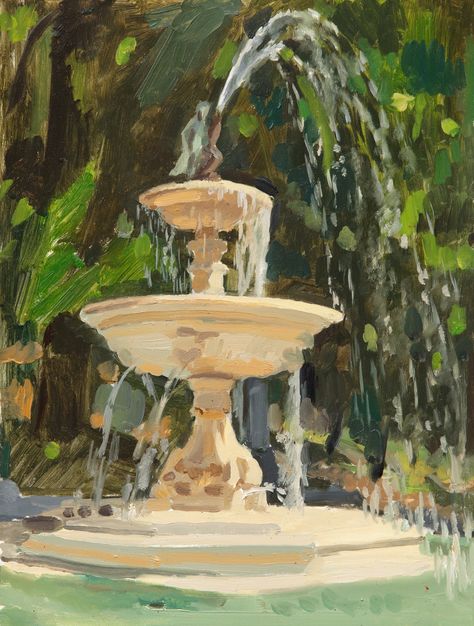 Fountain Painting, Value Design, Perspective Design, Courses To Learn, Color Value, The Butler, Plein Air Landscape, Lily Painting, Garden Painting