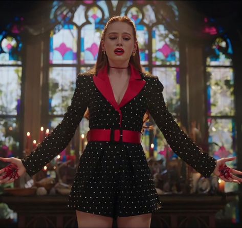 Cheryl Blossom Aesthetic, Netflix Icon, Riverdale Fashion, Floral Turtleneck, Cheryl Blossom Riverdale, Riverdale Aesthetic, Riverdale Cheryl, Versace Pink, Fringe Mini Dress