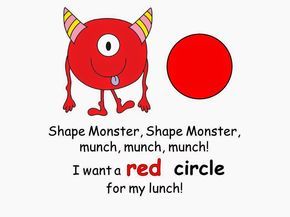 Free: Shape Monster, Shape Monster, munch, munch, munch! I want a red circle for my lunch! Shape Monster book teaching colors and shapes. Unknown Author...For Educational Purposes Only....Not For Profit. Enjoy! Regina Davis aka Queen Chaos at Fairy Tales And Fiction By 2. Shape Monsters Preschool, Color Monster Preschool, Monster Theme Preschool, Shape Monster, Monster Shapes, Monster Munch, Monster Book, Monster Book Of Monsters, Preschool Colors