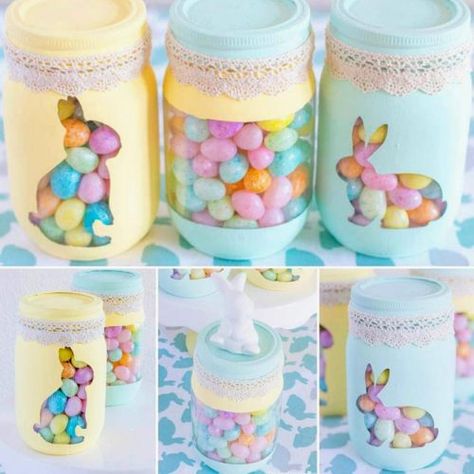 Candy Jar Ideas, Baby Jar Crafts, Easter Jar, Mason Jar Candy, Easter Mason Jars, Custom Mason Jars, Custom Easter, Jar Ideas, Easter Eggs Diy