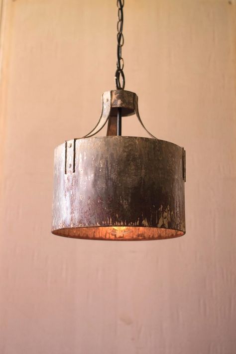 Rustic Kitchen Lighting, Cylinder Pendant Light, Metal Cylinder, Rustic Light Fixtures, Metal Drum, Rustic Pendant Lighting, Light Hanging, Farmhouse Chandelier, Metal Chandelier