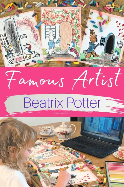 Famous Artist Beatrix Potter, born on the 28th of July, 1866, is one of the world’s best-selling and most-loved children’s authors. She wrote and illustrated close to 30 children’s books. Those books star Peter Rabbit, Jemima Puddle-Duck and Benjamin Bunny. Her books have been translated into more than 35 languages and have sold more than 100 million copies! Beatrix Potter...SHE was REALLY an artist! Beatrix Potter Art Lessons, You Are An Artist, Beatrix Potter Activities, Peter Rabbit Activities, Whimsical Childhood, Homeschool Art Lessons, Beatrix Potter Illustrations, Puddle Duck, Morning Basket