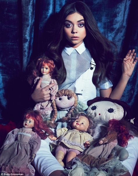 Babes In Toyland: Sarah Hyland has been turned into a doll for new magazine shoot Flaunt Magazine, Sarah H, Sarah Hyland, Creepy Dolls, Doll Photography, Photoshoot Inspiration, Fashion Shoot, Alice In Wonderland, Photography Poses