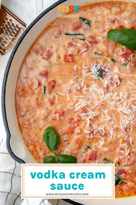 This Vodka Cream Sauce combines the heartiness of a traditional marinara with the silky smooth texture of a creamy Italian-herbed sauce. Italian Sauce Recipes Authentic, Vodka Cream Sauce, Pasta Sauce Recipes Easy, Creamy Vodka Sauce, Honey Sriracha Sauce, Vodka Sauce Recipe, Vodka Sauce Pasta, Pancetta Recipes, Veggie Main Dishes