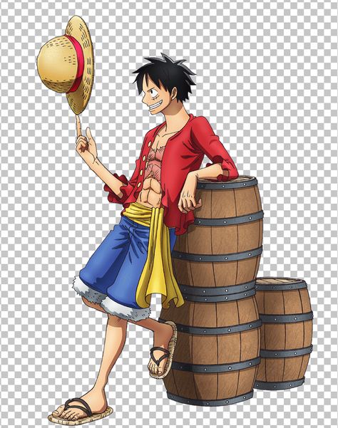 Luffy standing on a wooden barrel PNG Image Luffy White Background, One Piece White Background, Luffy Transparent, Luffy Standing, White Background Hd, Sanji Nami, Anime Png, Zoro Sanji, Film Journal