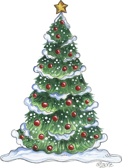 Christmas Tree Drawing, Christmas Friends, Christmas Tree Clipart, Christmas Graphics, Christmas Drawing, Noel Christmas, Vintage Christmas Cards, Christmas Paintings, Christmas Illustration