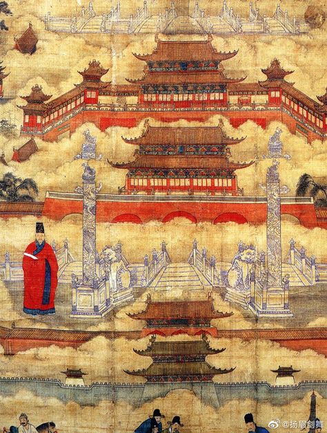 Ming Dynasty Painting, Chinese Gate, Chinese Civilization, Chinese Arts And Crafts, Chinese Palace, Ming Dynasty Art, Imperial China, Chinese Scroll, Chinese Artwork