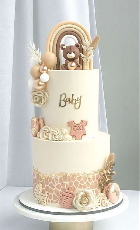 Baby Shower Cake Ideas Unique, Teddy Bear Birthday Cake, Baby Shower Cakes Neutral, Bear Baby Shower Cake, Pastel Baby Shower, Rainbow Birthday Cake, Baby Shower Cakes Girl, Baby Shower Cakes For Boys, Baby Shower Deco