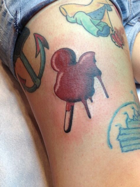 Mickey ice cream tattoo #disney Mickey Ice Cream Bar, Bar Tattoo, Cute Disney Tattoos, Ice Cream Tattoo, Mickey Ice Cream, Cream Tattoo, Mother Son Tattoos, Tattoo Disney, Baby Name Tattoos