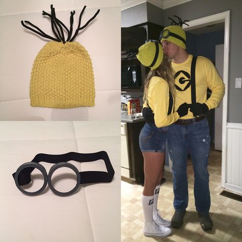 Minions couple❥ #halloween #minion #costume #costumeideas (original photo: @crazybaybay) Minions Couple Costume, Minion Couple Costume, Adult Minion Costume Diy, Minion Costumes Women's, Girl Minion Costume, Halloween Minion, Homemade Minion Costumes, Minion Outfit, My Life Partner