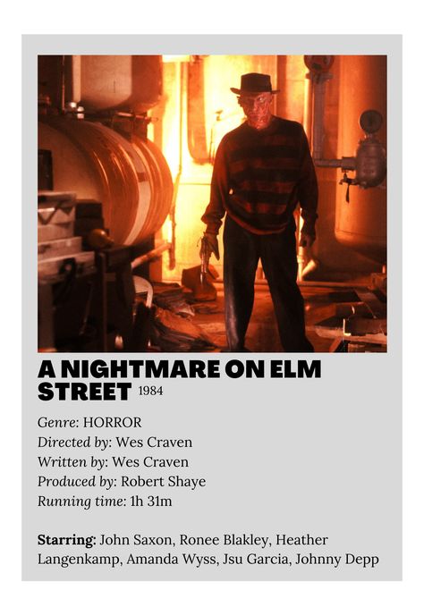 Freddy Krueger Movie Poster, Nightmare Of Elm Street, Nightmare In Elm Street, Nightmare On Elm Street Poster, Scary Movie List, Nightmare On Elm Street Poster Vintage, A Nightmare On Elm Street Movie Poster, New Nightmare, Movie To Watch List