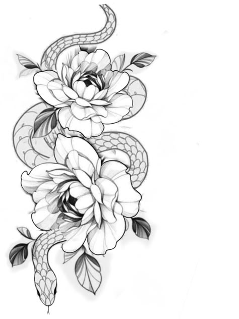 Tattoo Inspo Women, Feminine Snake Tattoo, Snake And Flowers Tattoo, Snake And Flowers, With Meaning Tattoo, Feminine Tattoo Designs, Tattoo Designs With Meaning, Designs With Meaning, Cute Thigh Tattoos