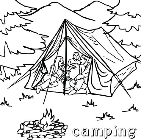 Camping Coloring Pages Clan Ideas, Camping Projects, Forest Coloring Pages, Camping Coloring Pages, People Coloring Pages, Family Coloring Pages, Preschool Units, Picture Composition, Rainbow Canvas