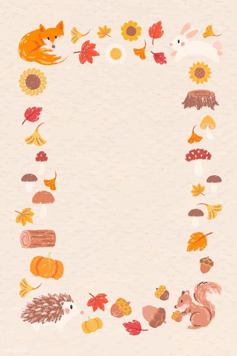 Autumn themed poster template vector | premium image by rawpixel.com / manotang Fall Templates, Thanksgiving Journal, Autumn Template, Autumn Frame, Fall Frames, Cute Fall Wallpaper, Free Graphics, Fall Wallpaper, Fall Design