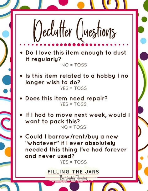 When you change your mindset about decluttering, letting go of all that STUFF is so much easier! You'll be surprised at what you can let go when you honestly answer these questions as you declutter. Read more and get your printable list here... #organizing #tidyhouse #decluttering #simpleliving #mindfulness #declutterhabit #intentionalliving #overwhelmedoverthinker #buildyourbestlife #ftj #simplify #minimalism #organizedhome #lifehacks #declutter Downsizing Your Home To Move, Hoarding Help, Cluttered House, Bedroom Declutter, Organizing Clutter, Declutter Bedroom, Remove Clutter, Tidy House, Clutter Control