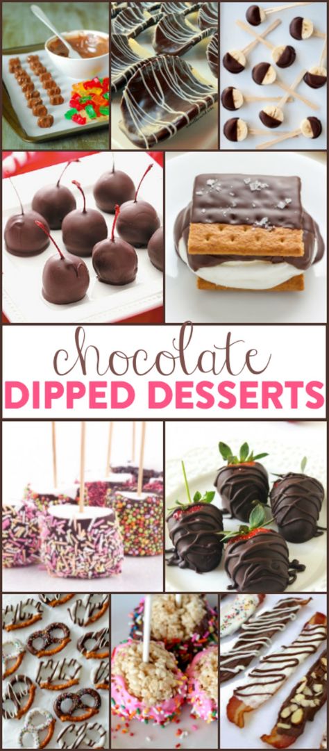 Dipped Treats Parties, Chocolate Dipped Party Treats, Dipped Desserts Treats, Chocolate Dipped Valentine Treats, Desserts Dipped In Chocolate, Chocolate Dipped Dessert Ideas, Food To Dip In Chocolate, Easy Chocolate Dipped Treats, Things To Cover In Chocolate