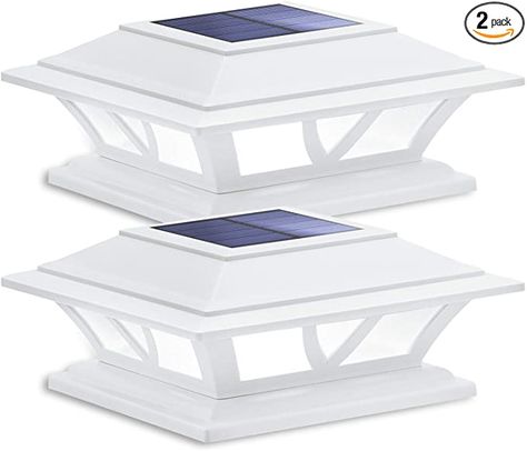 Siedinlar Solar Post Lights Outdoor 2 Modes LED Fence Deck Cap Light for 4x4 5x5 6x6 Posts Garden Patio Decoration Warm White/Cool White Lighting White (2 Pack) - - Amazon.com Post Lights Outdoor, Solar Post Lights, Solar Post Caps, Dock Lighting, Solar Deck Lights, Deck Posts, Walkway Lights, Wooden Posts, Outdoor Lighting Landscape