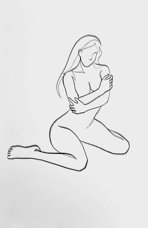 How to draw a kneeling woman with line art 2022010502 - How to draw a kneeling woman with line art Woman Sitting On Her Knees Reference, Person Hugging Knees Drawing, Kneeling Pose Female, Kneeling Woman Tattoo, Girl Kneel Down Drawing, Women Kneeling Pose Drawing, Woman On Her Knees Drawing, Woman On Knees Pose Drawing, Sitting On Knees Pose Reference