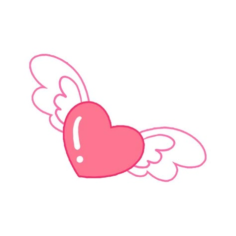 Heart With Wings Aesthetic, Cute Heart Drawings, Tiki Tattoo, Sacred Heart Art, Pink Drawing, Drawing Stars, Queen Tattoo, Wings Drawing, Cute Bunny Cartoon