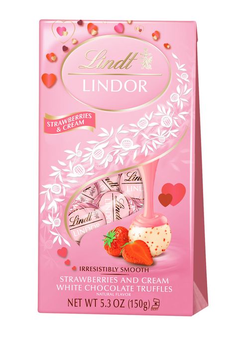 Lindt Strawberries And Cream, Valentine Strawberries, Truffle Cream, Valentine's Day Chocolate, Valentine's Day Treats, White Chocolate Strawberries, White Chocolate Truffles, Lindt Lindor, Valentines Day Chocolates