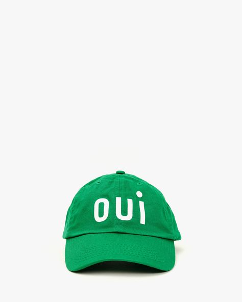 Green Oui Baseball Hat Monogram Baseball Hat, Brentwood Country Mart, Clare Vivier, Clare V, Clare V., Embroidered Monogram, Cotton Hat, Clutch Pouch, Unisex Accessories