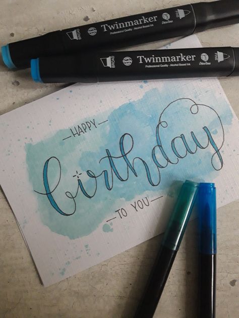 Birthday Caligraphy Easy, Cake Calligraphy, Happy Birthday Art, Hand Lettering Cards, Happy Birthday Son, Birthday Art, Easy Birthday, Christmas Card Art, Paper Stuff