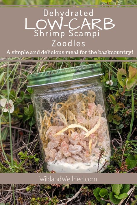 Shrimp Scampi With Zoodles, Keto Camping Food, Dehydrated Camping Food, Canning Shelf, Asparagus Recipes Soup, Shrimp Scampi Zoodles, Dehydration Recipes, Freeze Dry Food, Diy Meals