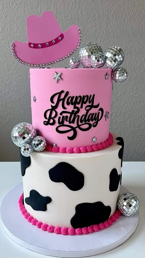 Cowgirl Birthday Party Decorations, Cowgirl Birthday Cakes, Disco Cowgirl Party, Cowgirl Party Decorations, Cowgirl Cakes, Cowgirl Disco, Cow Birthday Parties, Rodeo Birthday Parties, 1st Rodeo