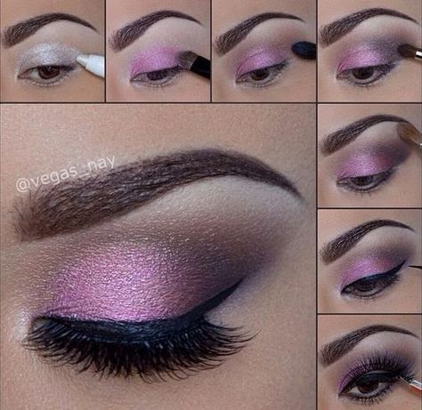 Eye Makeup Diy, Purple Eye Makeup Tutorial, Smokey Eyes Tutorial, Brown Eye Makeup Tutorial, Make Up Diy, Pink Smokey Eye, Make Up Designs, Smokey Eye Makeup Look, Maquillage On Fleek