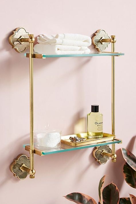 These Skincare Organizers Will Help You Finally Feel Like You Have It All Together Gold Shelf, Unique Cabinets, Gold Bathroom, Unique Bathroom, Ideas Bathroom, Bathroom Shelves, Bathroom Essentials, Bath Decor, My New Room