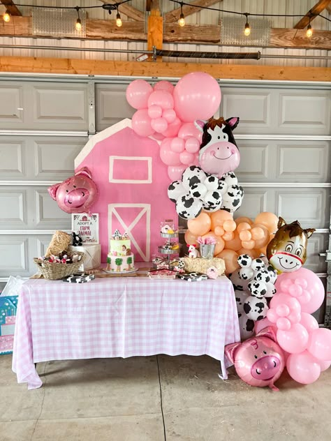 Piggy Birthday, Pink Barnyard Party, Pink Farm Party, 1st Rodeo, 1st Birthday Girl Decorations, Party Decor Ideas, Farm Animals Birthday Party, Farm Themed Birthday Party, Second Birthday Ideas