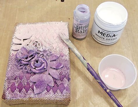 Mona Pendleton Purple Diy, Canvas Tutorial, Art And Painting, Mini Toile, Altered Canvas, Mixed Media Art Canvas, 3d Quilling, Mixed Media Crafts, Mixed Media Tutorials