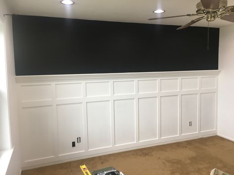 White Board And Batten With Black Wall, Black Bottom White Top Wall, Black And White Board And Batten Wall, Black And White Board And Batten, White Board And Batten Dark Wall, Black Board And Batten Half Wall Bedroom, White Board And Batten, Grey Board And Batten Wall, Waynes Coating Black