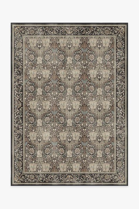 Morris & Co. Honeysuckle & Tulip Dark Wood Rug Wood Rug, Ruggable Rug, Chenille Rug, Gold Rug, Area Rug Runners, Rug Stain, Ivory Rug, Machine Washable Rugs, Entry Rug