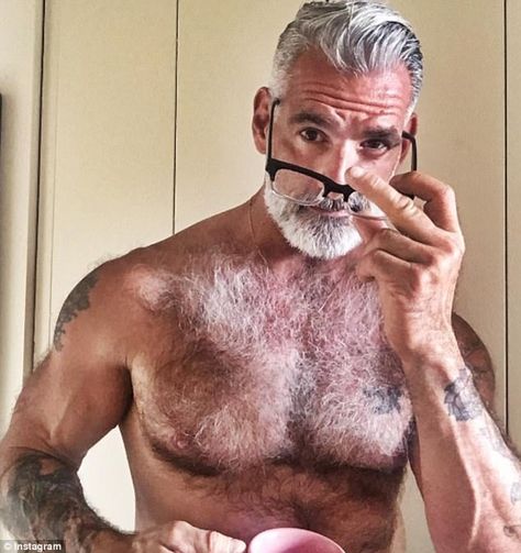 'Havin' selfie fun': Named as one of Attitude's Bachelors of the Year 2017, Varrecchia's 172,000 have also earned him work as a social media brand ambassador Anthony Varrecchia Silver Foxes, Hot Old Man, Anthony Varrecchia, Silver Foxes Men, Fake Bf, Dad Bodies, Age Is Just A Number, Handsome Older Men, Silver Foxes