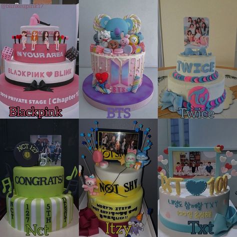 Kpop 18th Birthday Cake, Kpop Birthday Cake Ideas, Twice Cake Design Kpop, Kpop Bday Cake, Kpop Birthday Cake, Seventeen Cake Birthday Kpop, Blackpink And Bts, Pretty Birthday Cakes, Diaper Cake