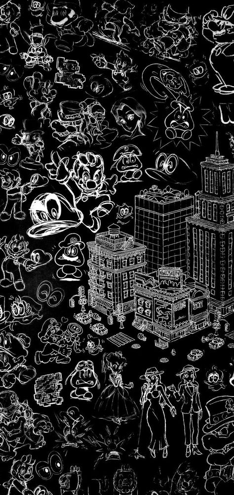 Black Mario Wallpaper, Super Mario Black And White, Mario Background Wallpapers, Super Mario Wallpaper Iphone, Mario Odyssey Wallpaper, Super Mario Wallpaper, Loid Spy X Family, Bendy Art, Marvel Iphone Wallpaper