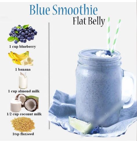 Smoothie Flat Belly, Blue Smoothie, Easy Healthy Smoothie Recipes, Blueberry Banana Smoothie, Fruit Smoothie Recipes Healthy, Easy Healthy Smoothies, Smoothie Recipes Healthy Breakfast, Smoothie Drink Recipes, Healthy Drinks Smoothies