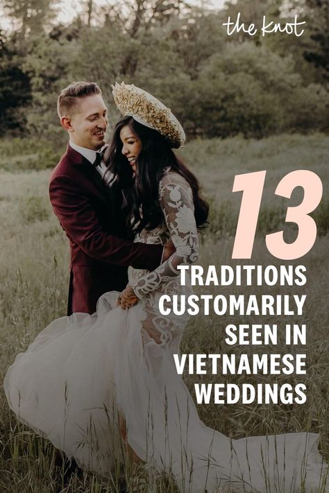 Modern Vietnamese Wedding Dress, Vietnamese Wedding Headpiece, American Vietnamese Wedding, Vietnamese Wedding Hairstyles, Vietnamese Wedding Reception, Traditional Vietnamese Wedding Dress, Vietnamese Tea Ceremony Dress, Vietnamese Wedding Traditions, Vietnamese American Wedding