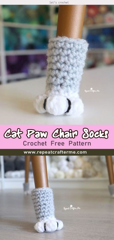 Crochet Cat Paw Chair Socks Free Pattern Cat Paw Table Socks, Cat Paw Chair Socks, Chair Socks Pattern, Placemats Crochet, Socks Crochet Pattern, Girls Frocks Design, Crochet Baby Girls, Paw Crochet, Crochet Furniture