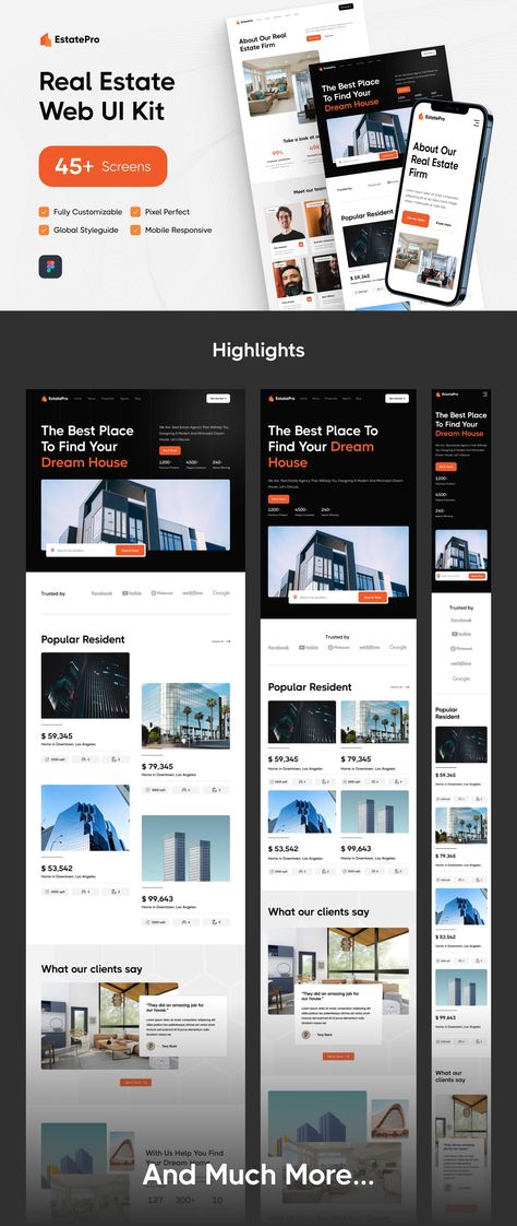 EstatePro - Real Estate Website UI Kit — Figma Resources on UI8 Real Estate Website Design Inspiration, Website Design Inspiration Real Estate, Real Estate Landing Page Design Inspiration, Website Design For Real Estate, Real Estate Ui Design, Modern Real Estate Website, Summer Sale Sign, Ui Ux Website, Real Estate Website Design