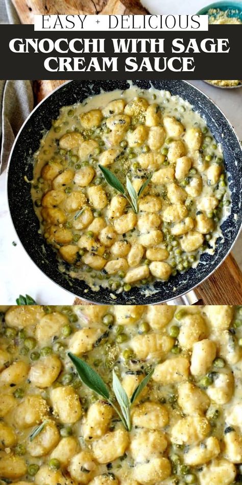 This one pot potato gnocchi with cream sauce is rich, delicious, and ready in just 20 minutes for a hearty, restaurant-quality dinner on weeknights and special occasions. The sage gnocchi recipe is also 100% gluten-free, dairy-free, and vegan! Vegan Gnocchi Sauce, Dairy Free Gnocchi Recipes, Gnocchi Cream Sauce, Sage Gnocchi, Sage Cream Sauce, Gnocchi Sauce, Vegan Gnocchi, Dairy Free Sauces, Gluten Free Gnocchi