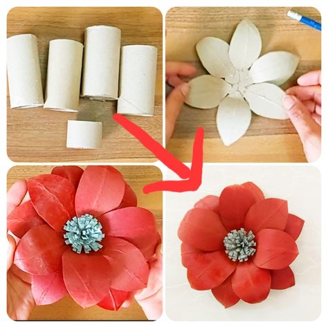 Very easy toilet paper rolls flower🪷❤️ | Very easy toilet paper rolls flower🪷❤️ | By Yeliz Craft Tissue Roll Crafts, Toilet Paper Flowers, Toilet Paper Roll Wall Art, Cardboard Tube Crafts, Flower Making Crafts, Paper Roll Crafts Diy, Toilet Paper Art, Toilet Paper Roll Art, Crafts For Kids Easy