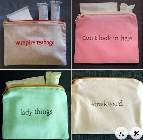 Pad Bag Period, Period Bag Ideas, Period Pouch Ideas, Vampire Teabags, Period Bags, Tampon Bag, Period Pouch, Period Bag, Period Party