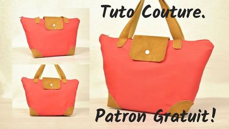 Comment coudre un sac cabas en tissu et en cuir - Patron Gratuit - Couture Facile Mimi - YouTube Sacs Tote Bags, Sac Diy, Tote Bag Pattern, Bag Pattern, Couture, Tote Bag, Sewing