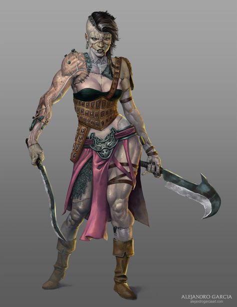 ArtStation - Monsters, Alejandro García Flesh Golem, Fantasy Humans, Game World, Warrior Women, Female Character Concept, Fantasy Races, Dungeons And Dragons Characters, Post Apocalypse, Fantasy Monster