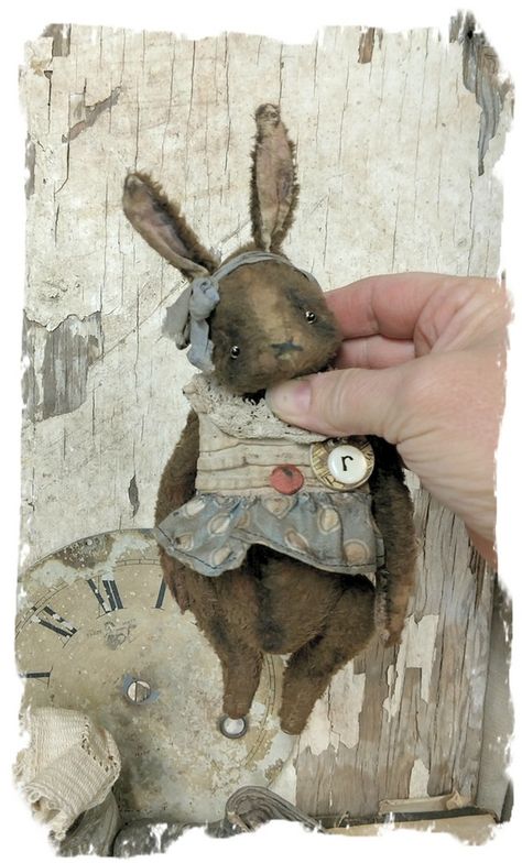 R Is For Rabbit, Primitive Bunnies, Soft Sculpture Art, Primitive Rabbit, Chocolate Rabbit, Rabbit Soft Toy, Vintage Whimsical, Stuffed Dolls, Bun Bun